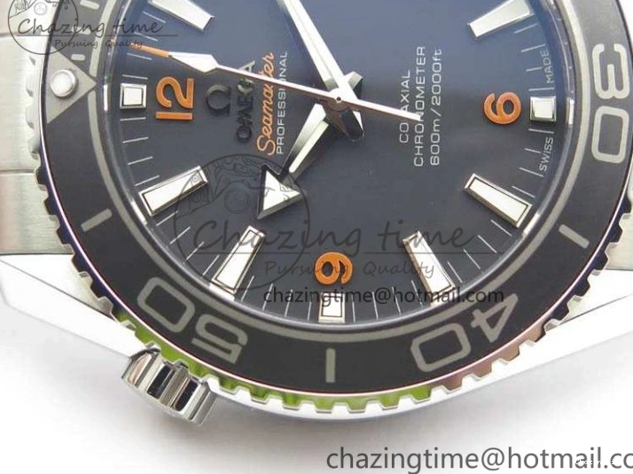 0508 Planet Ocean Pro 45mm OMF 1:1 Best Edition Orange Marker On SS Bracelet A8500 (Black Balance Wheel) Durable 8141